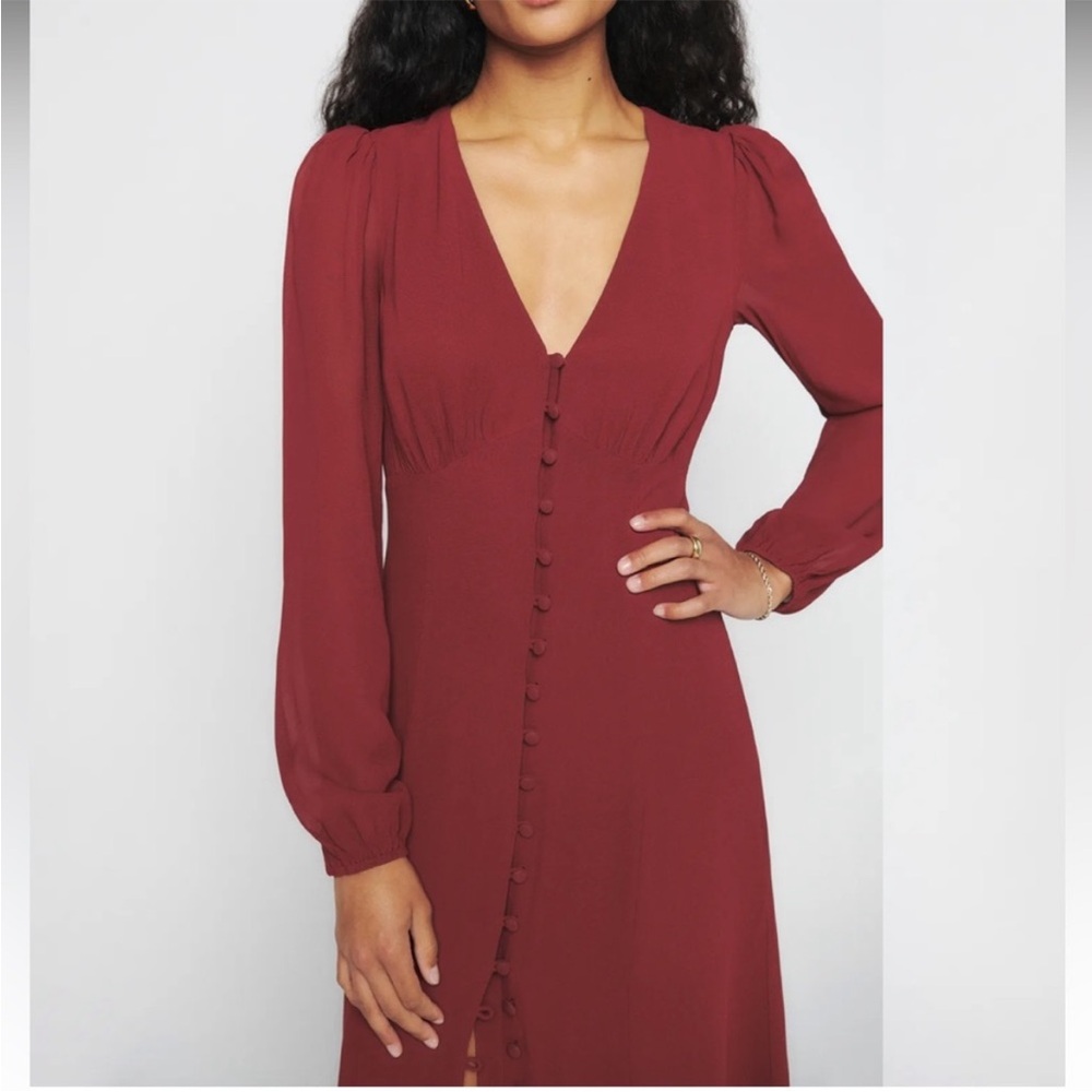 Reformation Deep Red Button-Front Maxi Dress - Picture 5 of 14